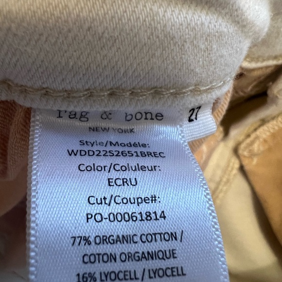Rag & bone 🦴 Ecru Colored Cate Mid Rise Jeans size 27 - Picture 8 of 12